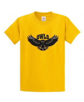 Owls Mascot Unisex Classic Kids and Adults T-Shirt